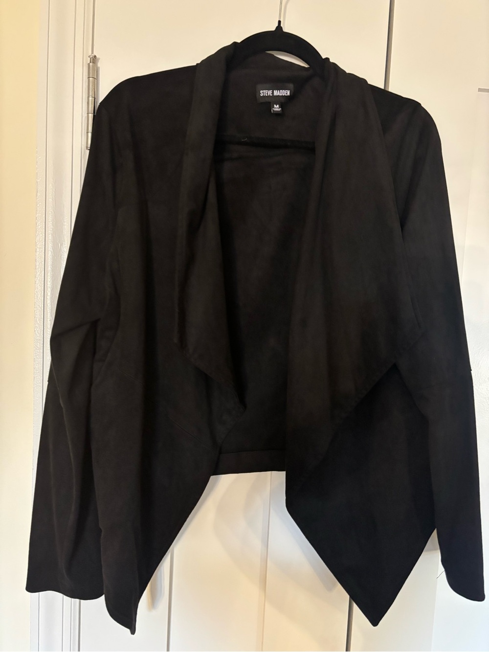 Steve Madden Black Draped Waterfall Blazer